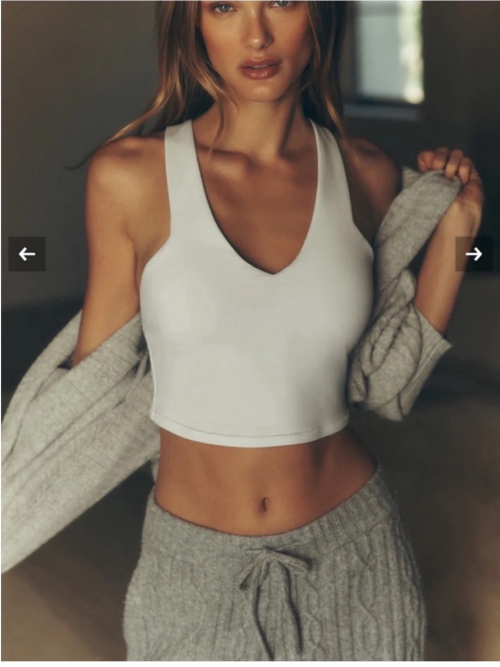 NWT Alo Yoga Real Bra Long Form Racerback Tank Top White Sz S 4-6 W9277R